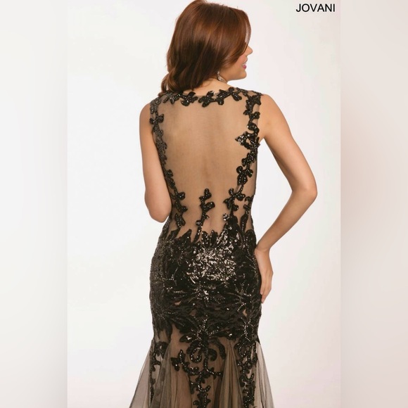 Jovani Black Mermaid Prom Gown Pageant Dress (length altered) - Picture 4 of 17
